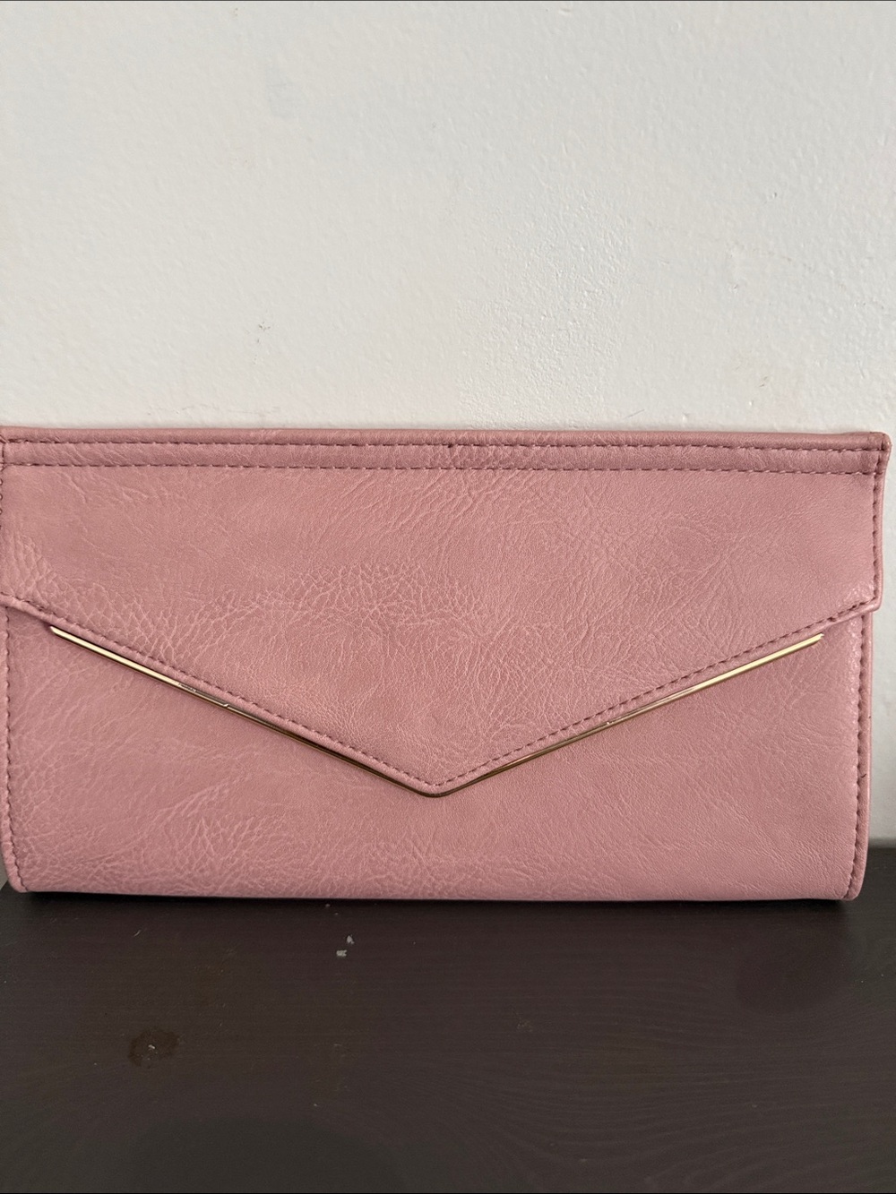 Payless Pink Envelope Clutch with Gold Trim